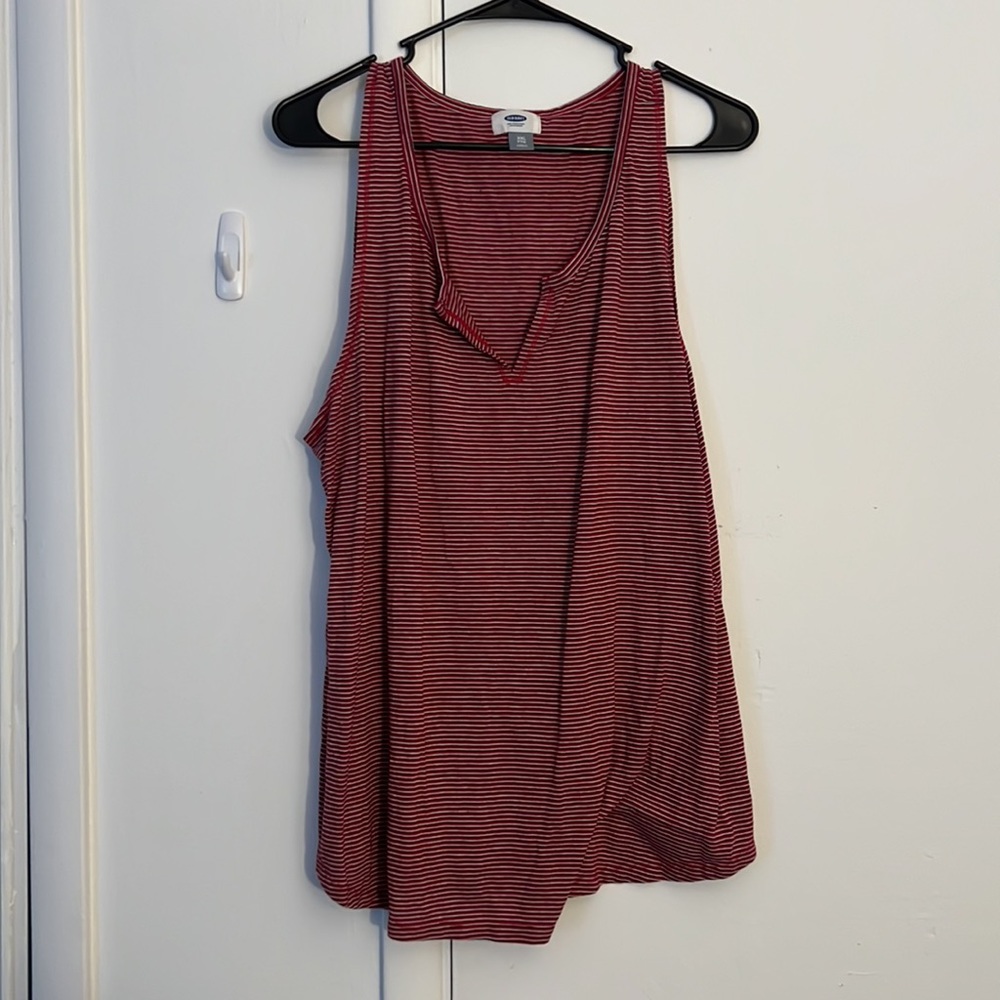 Red and White Striped Tank Top